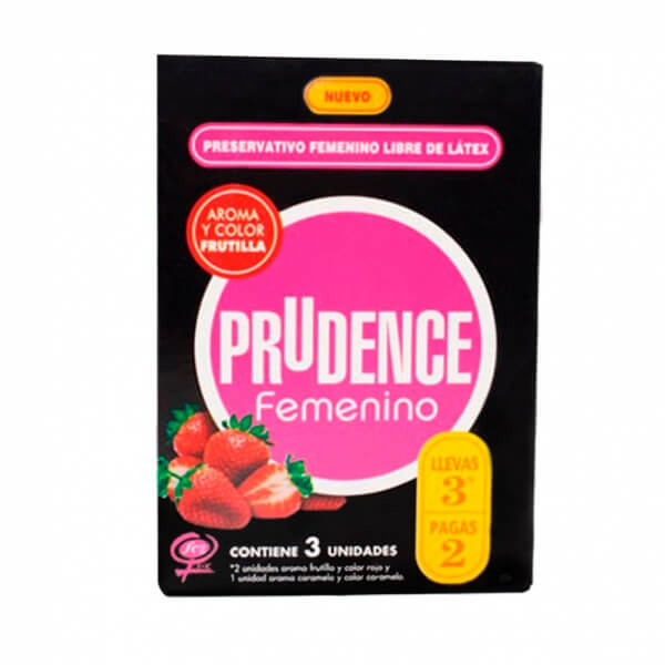 PRUDENCE PRESERVATIVO FEMEN FRESA PROMO X 3 (*)