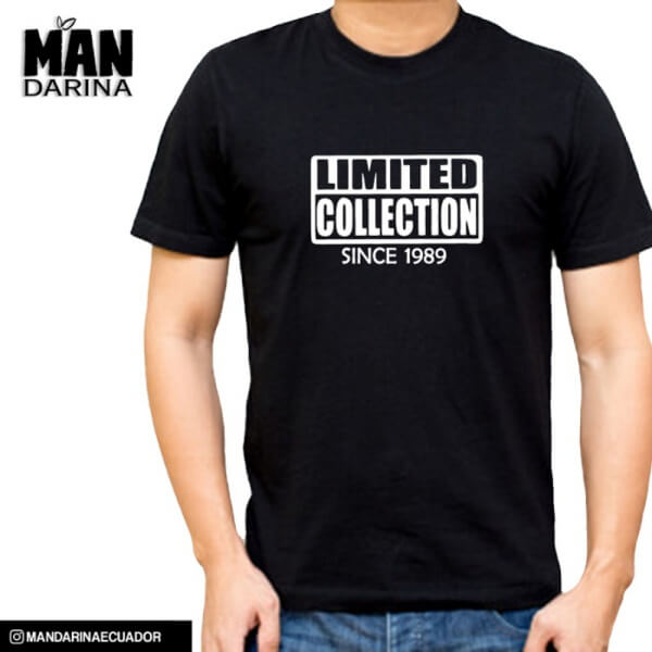 Camiseta negra para hombre temática de cumpleaños LIMITED COLLECTION SINCE
