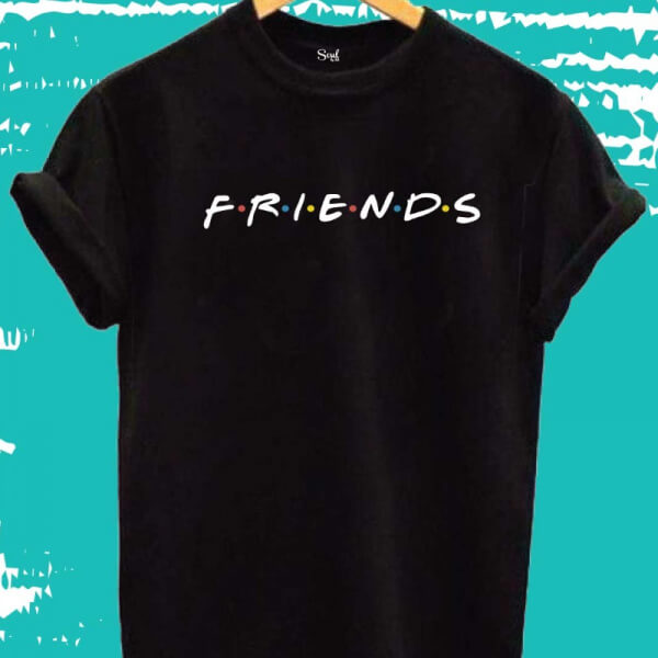 Camiseta Negra con Logo Friends Serie tv