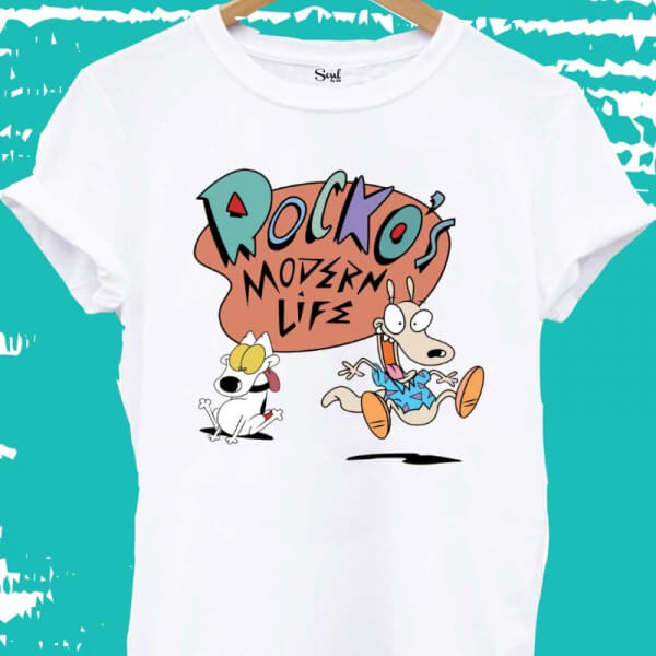 Camiseta Blanca diseño central Rocko's Modern Life