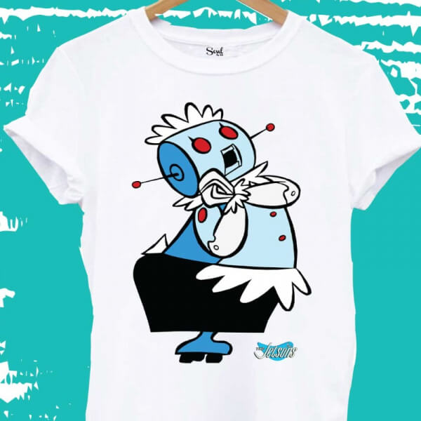 Camiseta Blanca diseño central Robotina a Colores