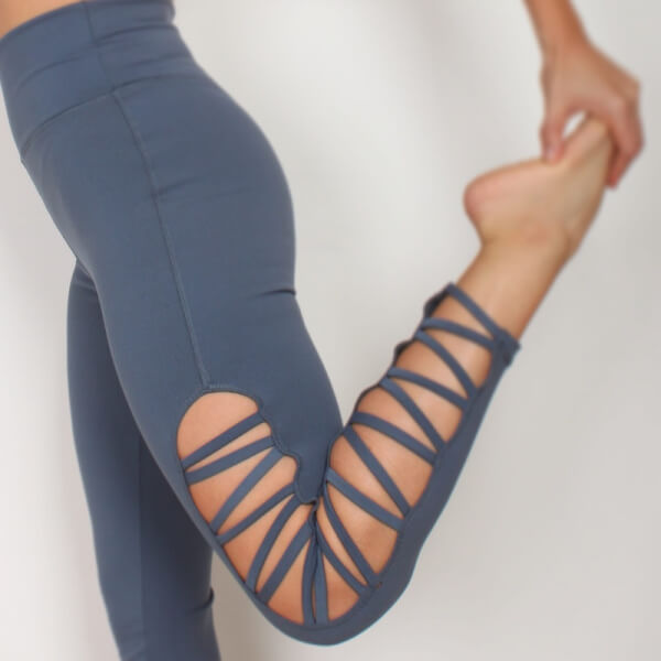 Legging Azul high waist spandex grueso con detalles