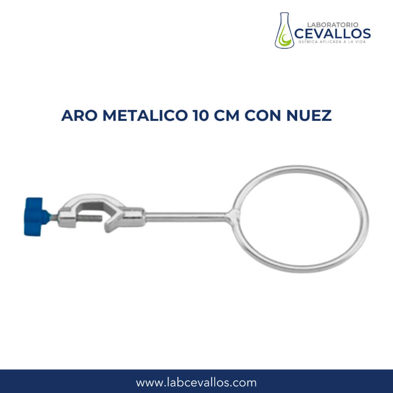 Aro Metálico de 10 cm con Nuez – Soporte para Material de Vidrio en Laboratorio de Química