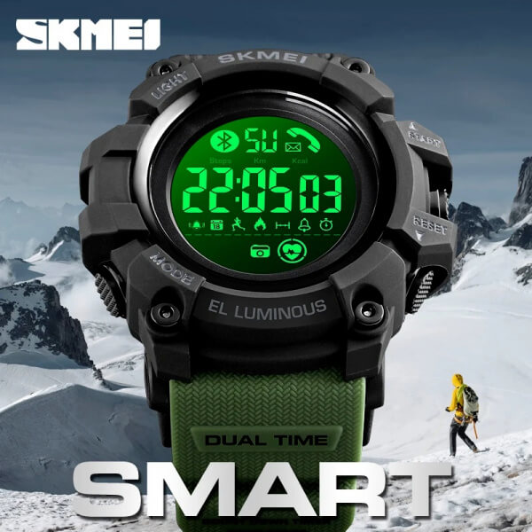Smart Bluetooth Reloj militar deportivo con monitor de ritmo cardíaco