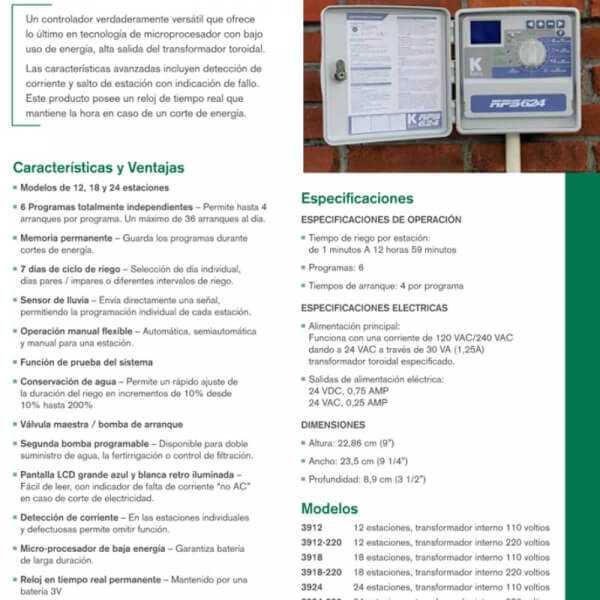 Ricentsa - Centro de Riego S.A. • PROGRAMADOR PRO-LC DE RIEGO PARA 8 ZONAS  EXTERIOR / WIFI