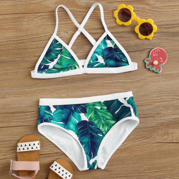 Bañador bikini de niña triángulo tropical