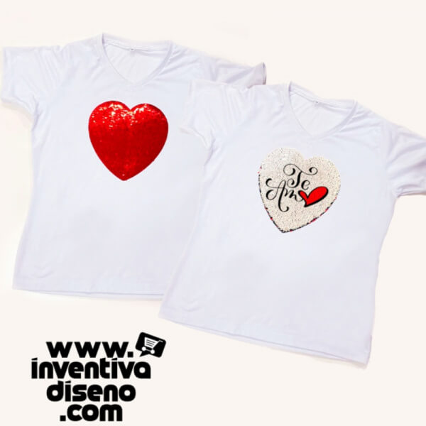 Camiseta Parche lentejuelas Corazón