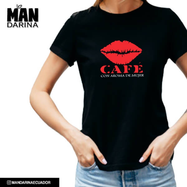 Camiseta de mujer con diseño Retro CAFÉ CON AROMA