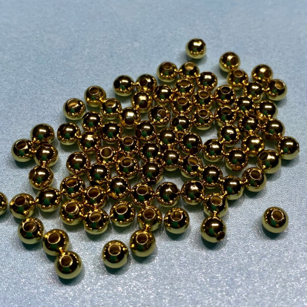 Balines lisos de 4mm laminados en Oro (12 unidades)