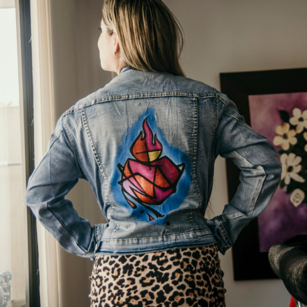 Sacred Heart Hand Painted Demin Jacket