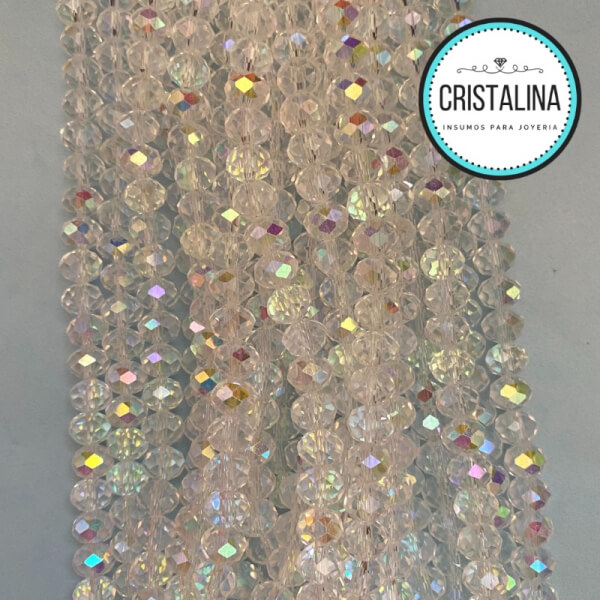 Cristales Murano facetados 8mm - Color Crystal AB (tornasol)