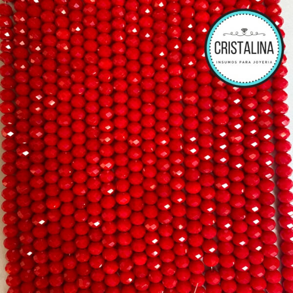 Cristales Murano facetados 8mm - Color Rojo