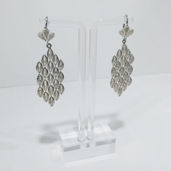 Aretes filigrana hojillas plata