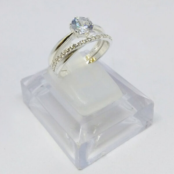 Anillos alianza dual brillantes