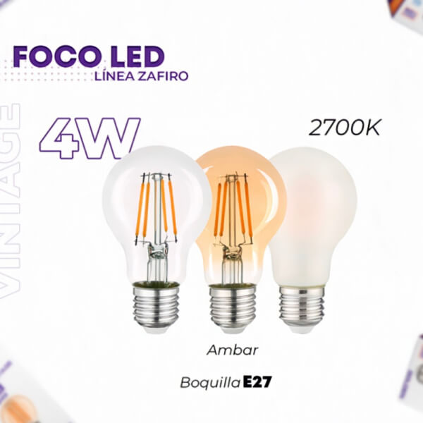 FOCO LED LINEA ZAFIRO ST64 4W AMBAR 2700K