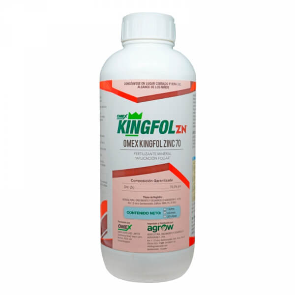 Kingfol zinc, foliar, zinc, presentacion litro