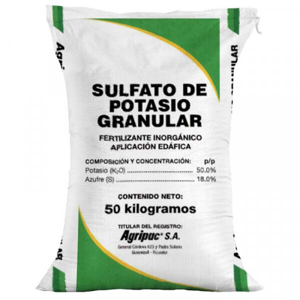 Sullfato De Potasio , Fertilizante, Potasio, presentacion 50kilos