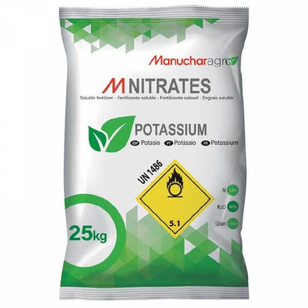 Nitrato de potasio, fertilizante, presentacion 25kilos