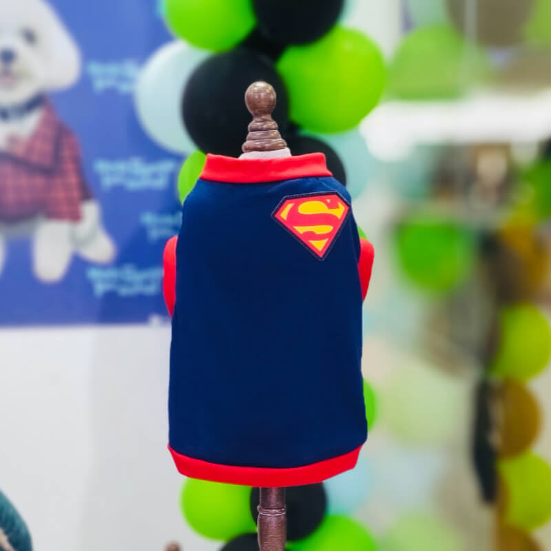 CAMISETA SUPERMAN PARA PERRITO Y GATITO TALLAS XXXS - XXS