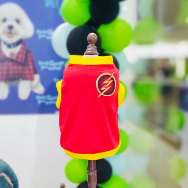 CAMISETA FLASH PARA PERRITO Y GATITO EN TALLAS XS - S