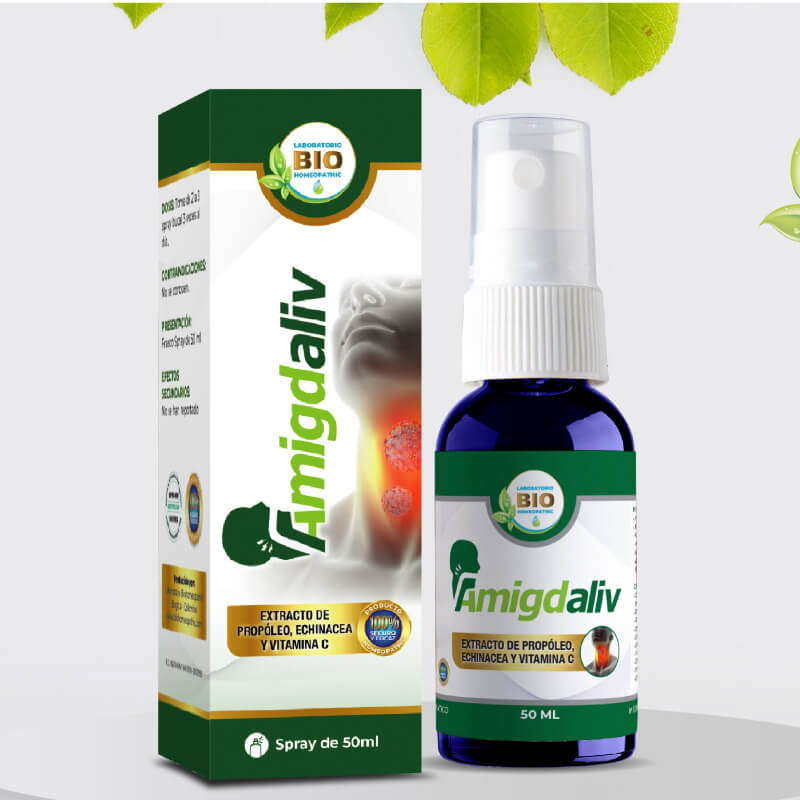 Amigdaliv spray bucal para dolor de garganta con propoleo y echinacea, presentación de 50 ml