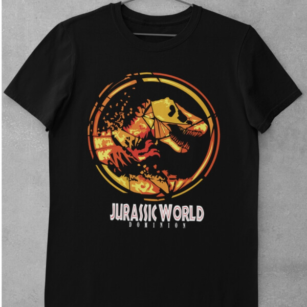 Camiseta de Algodón Jurassic World Dominion - Logo en Llamas