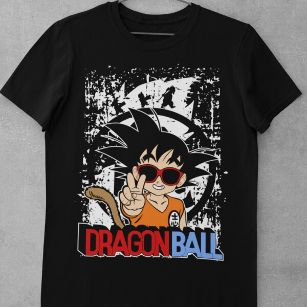 Camiseta de Algodón Dragon Ball - Kid Goku con Gafas