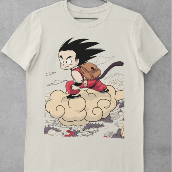 Camiseta de Algodón Dragon Ball - Kid Goku Nube Voladora