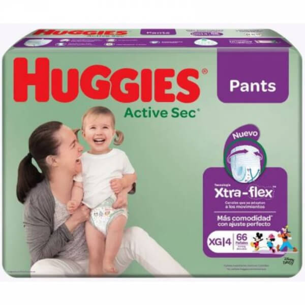 PAÑALES HUGGIES ACTIVE SEC PANTS XG 66