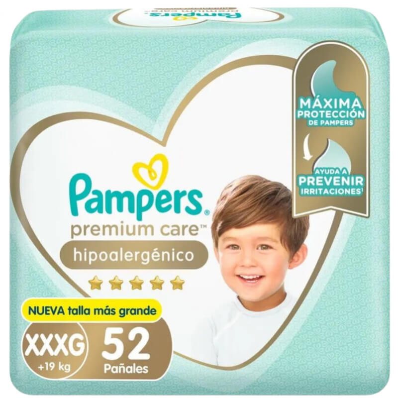 PAÑALES PAMPERS PREMIUM CARE (XXXG) 6 52