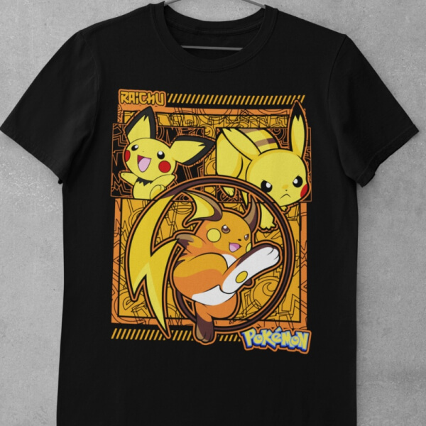 Camiseta de Algodón Pokemon - Raichu Evolución