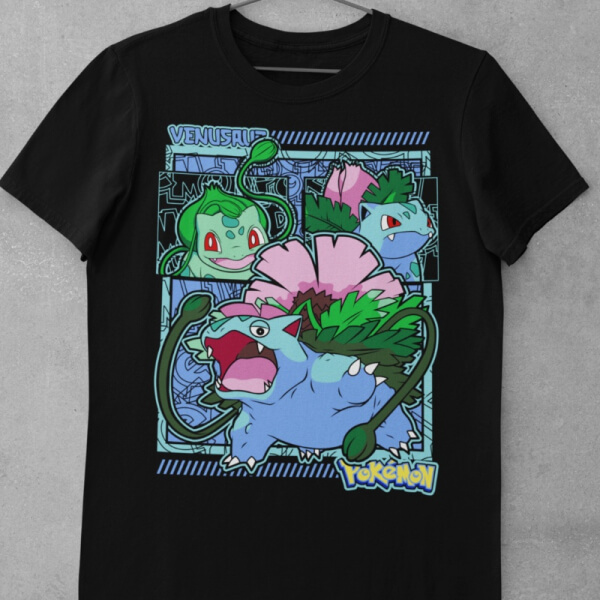 Camiseta de Algodón Pokemon - Venasaur Evolución