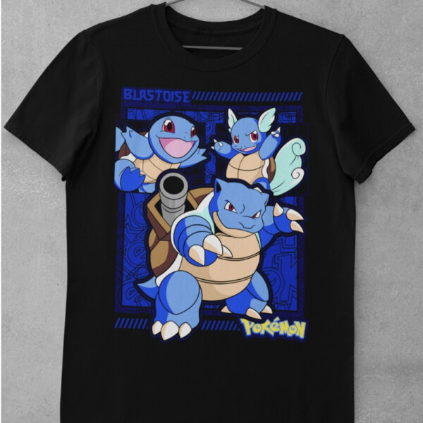 Camiseta de Algodón Pokemon - Blastoise Evolución