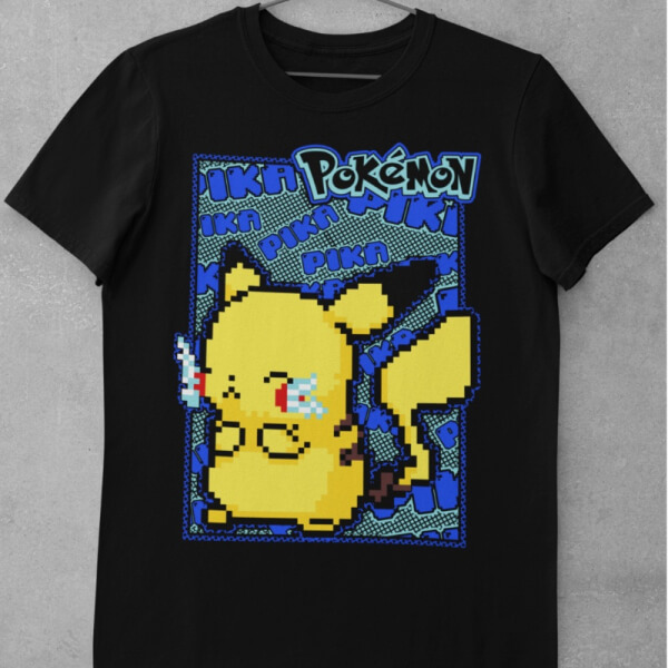 Camiseta de Algodón Pokemon - Pikachu Pixel