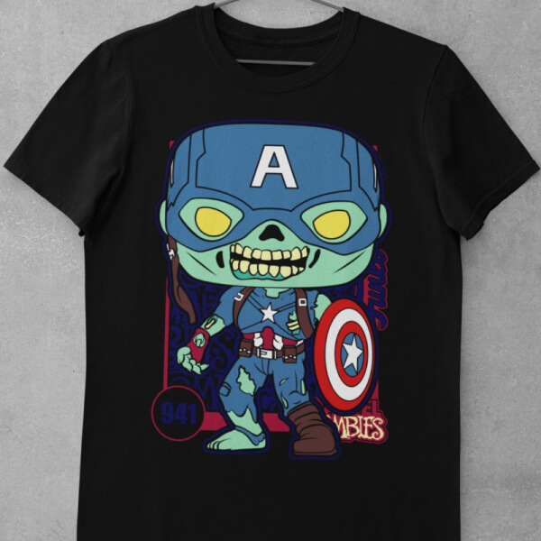 Camiseta de Algodón Marvel Zombies - Capitan America Funko
