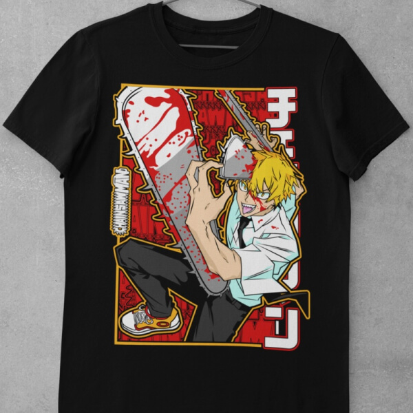 Camiseta de Algodón Anime - Chainsaw Man Denji