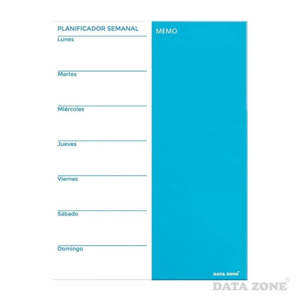 Planificador Semanal Magnético de Vidrio 45x60 Blanco con Azul