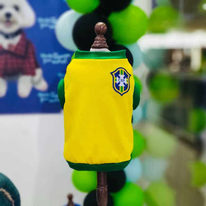 CAMISETA SELECCIÓN BRASIL PARA PERRITOS Y GATITOS TALLAS XS - S