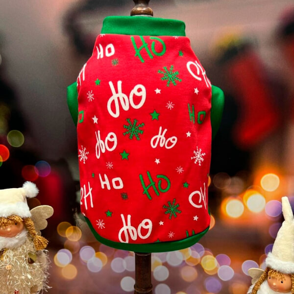 CAMISETA ROJA FILOS VERDES HO ho HO XXXS - XXS