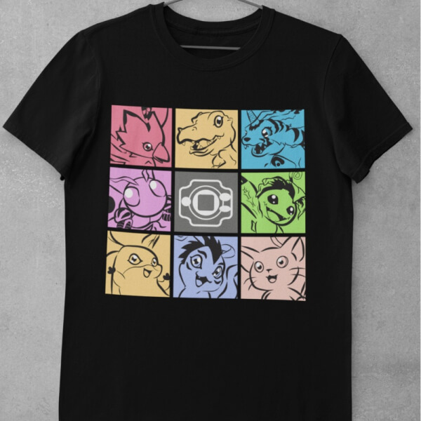 Camiseta de Algodón Anime - Digimon Collage