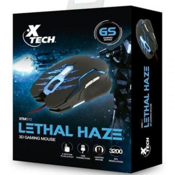 Xtech - Mouse - USB - XTM-610 - Lethal haze - Gaming - Adjustable resolution settings of up to 3200dpi - 4-color LED lights - Convenient tangle-free c