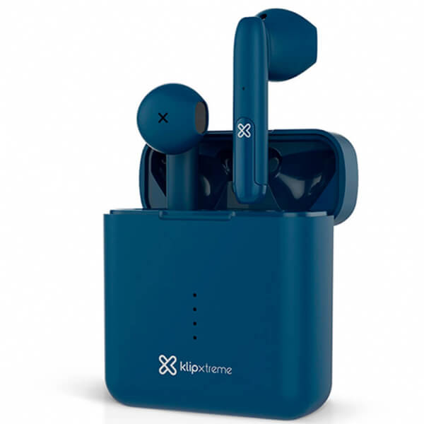 Audifonos internos con micro - en oreja - Bluetooth - inalámbrico - azul - Klip Xtreme TwinTouch KTE-010