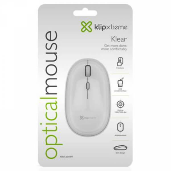 Klip Xtreme - Mouse - USB - Wired - Classic white - 4 buttons 1600dpi BLANCO