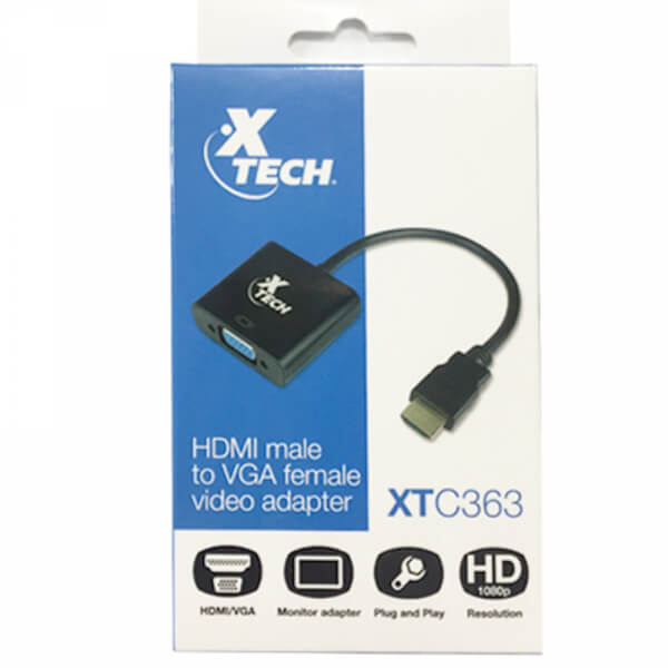 XtechVideo Adapter HDMI male to VGA female Black X TC363