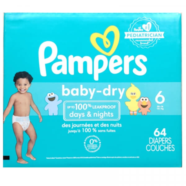 PAÑALES PAMPERS BABY DRY (XXXG) 6 64