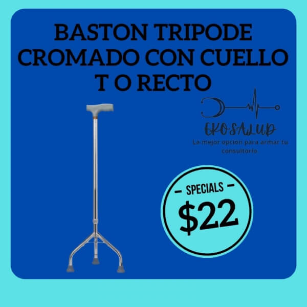 BASTON TRIPODE CROMADO CON CUELLO T O RECTO
