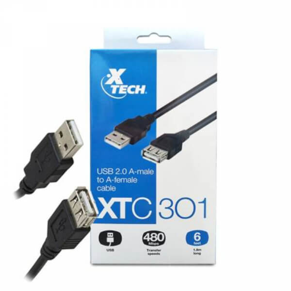 CABLE XTC 301 1.8 METROS USB 2.0 A MALE A-FEMALE XTECH