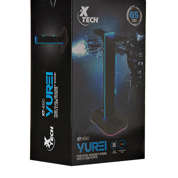 YUREI WITH 2 USB PORTS XTH690 GAMING XTECH RGB DUAL HEASET STAND