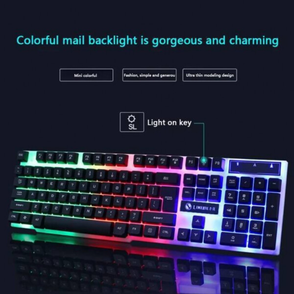 combo teclado y mouse gamer unitec led multicolor ergonómico