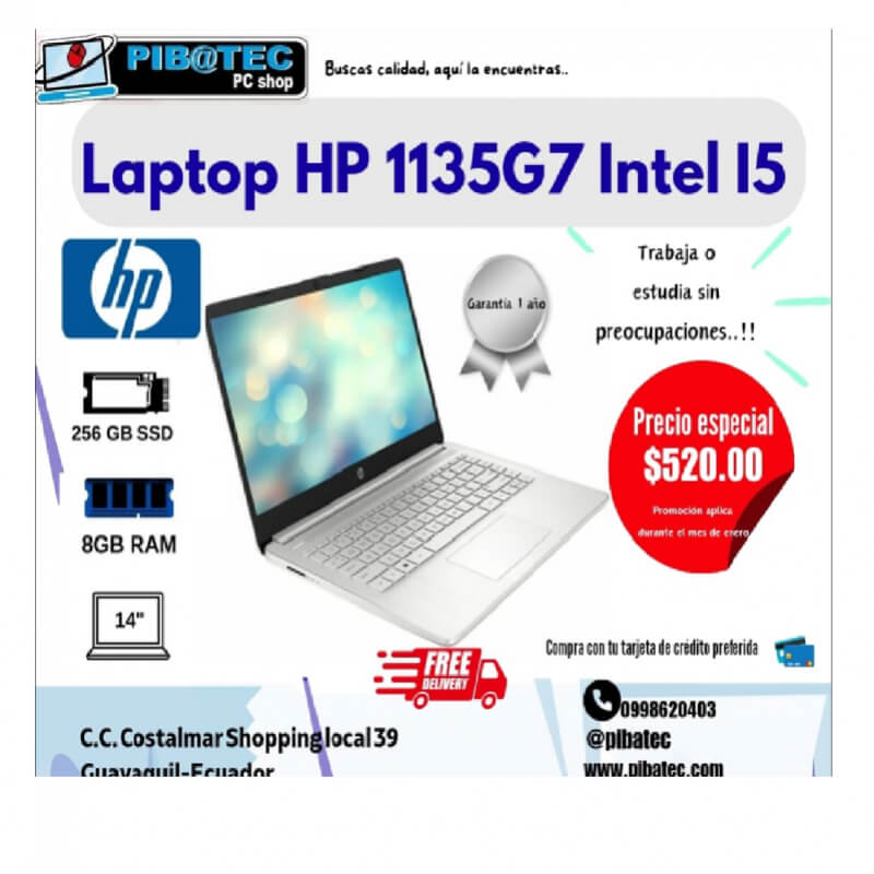 PORTATIL HP 14-DQ2519LA INTEL CORE I5 1135G7 (11VA) 8GB SSD 256 GB 14″